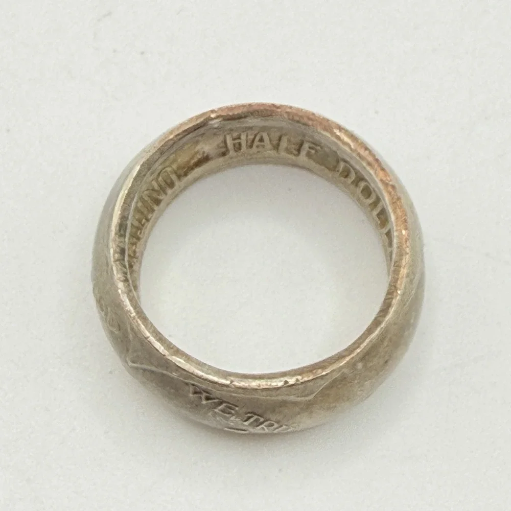 1967 Kennedy JFK Half Dollar Coin Silver Tone Ring Size 6.5